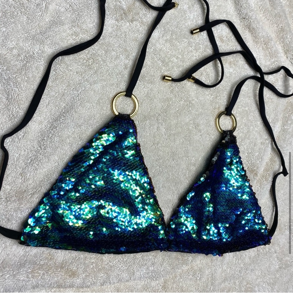 Beach Bunny Siren Song Triangle Sequin Top View 6